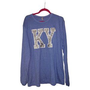 Next Level Blue XL Long Sleeve Leopard Print Long Sleeve Long T-Shirt
